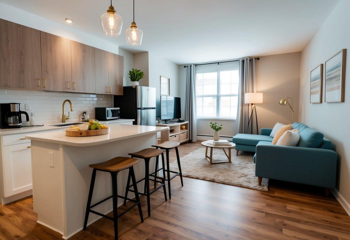 Modern open-plan holiday apartment with a kitchen and living area